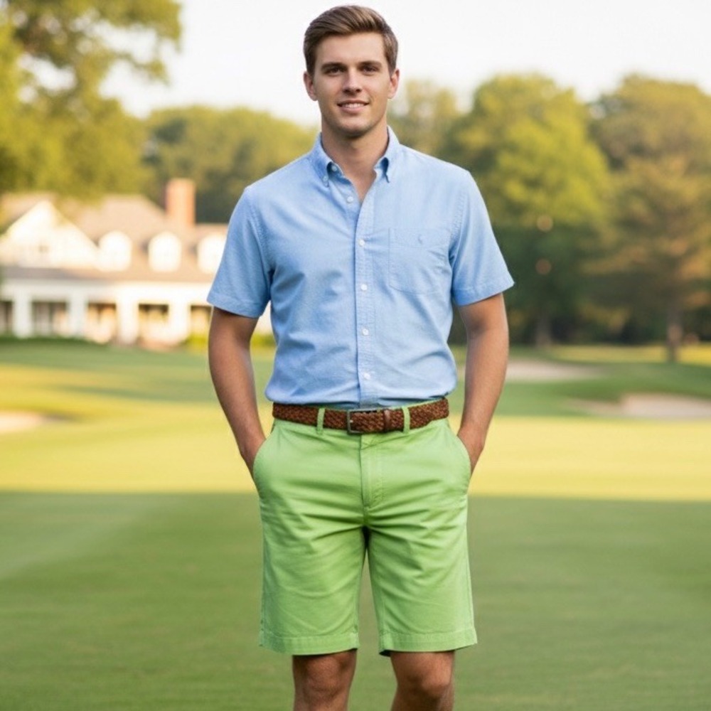 Vineyard Vines Club Shorts Men‎ 30 Lime Green 100% Cotton Preppy Country Club
